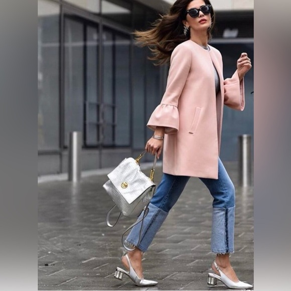 Zara Woman Pink Bell Sleeve Coat